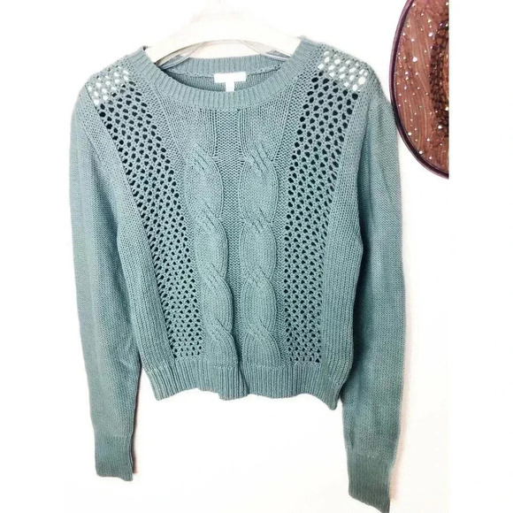 Abound Pullover Knit Sweater Cropped Crew Neck Size XL Blue Nordstrom - Picture 1 of 4
